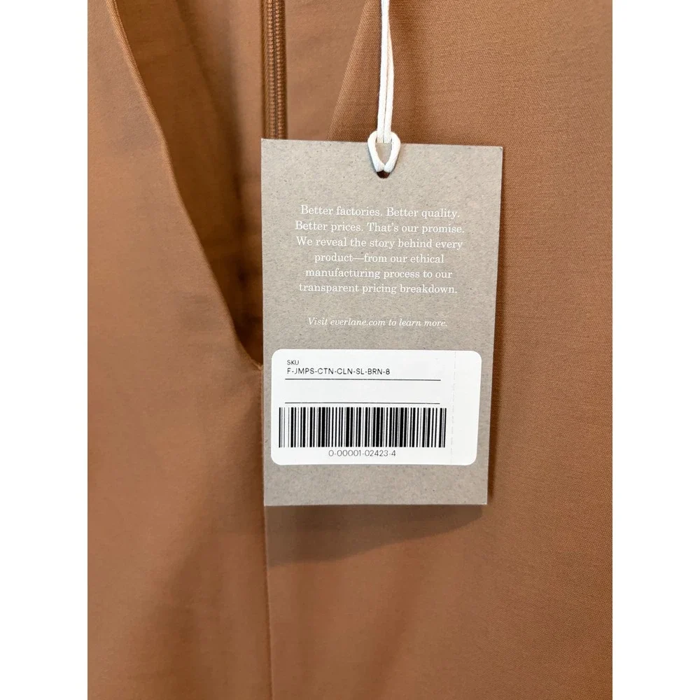 Everlane Italian GoWeave V-Neck Sleeveless Jumpsuit‎ Brown Size 8 NWT